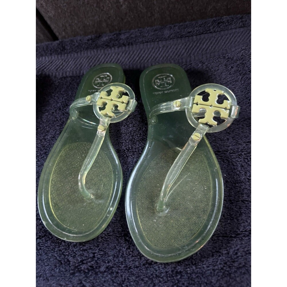 Tory Burch Mini Miller Jelly Thong Sandals Green Valley 5 AUTHENTIC